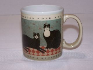 Warren Kimble American Folk Art Coffee Cup/mug Otagiri Black Cats 10 Ounce