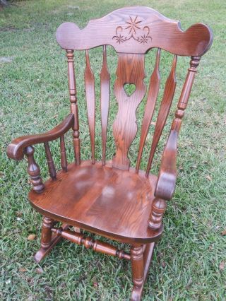 S.  Bent & Bros Solid Wood Stenciled Colonial Rocking Chair Vintage