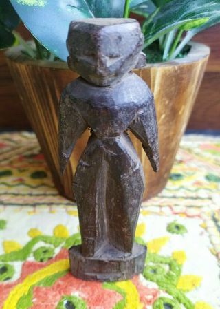 18th C Ancient Old Wooden Hand Carved South Indian Marapachi Doll Putali