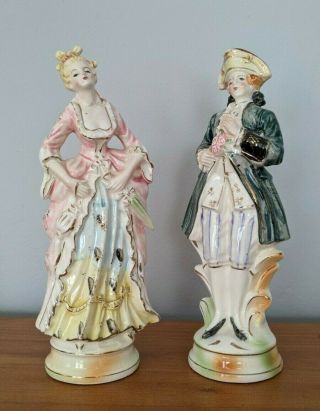 Ucacgo Made In Japan Porcelain Figurines Pair Lady And Man 18th Century Vintage