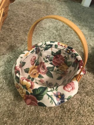 Longaberger Small 1999 Oval Basket Floral Print Liner And Plastic Protector