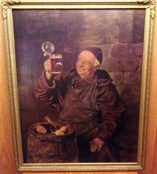 Vtg 1950ish Peter Hand Brewery Chicago Meister Brau Beer Sign Friar Monk Print