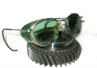 Antique American Optical Green Goggles Safety Glasses Vtg Co Ao Steampunk