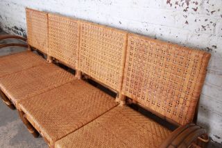 Calif - Asia Mid - Century Hollywood Regency Rattan Four - Piece Sectional Sofa,  1950s 5