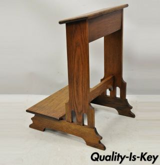 Vintage Arts & Crafts Mission Oak Wood Prayer Kneeler Kneeling Bench Seat