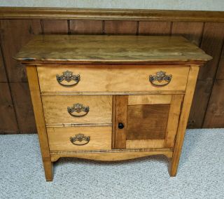 Antique Early 1900s Solid Wood Chest Commode Nightstand Washstand Dresser