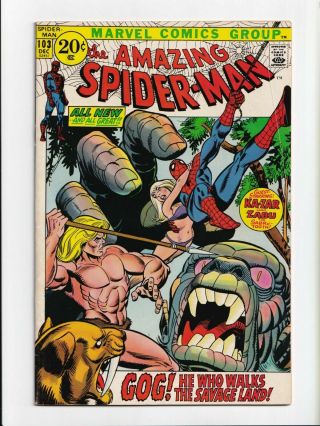 The Spider - Man 103 (dec 1971) Kazar Zabu Marvel Comics Book