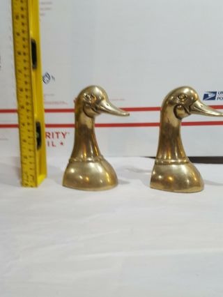 Vintage Brass Duck Bookends 6 1/2 