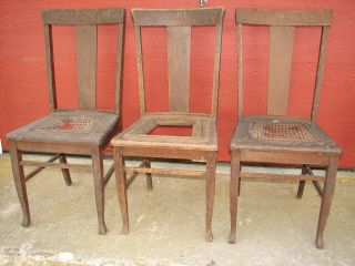 3 Antique Oak Formal T - Back Vase Back Dinning Room Chairs For Restoration 114