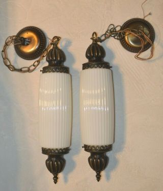 Vintage Mcm Mid Century Modern Virden Hanging Swag Lamps (2)