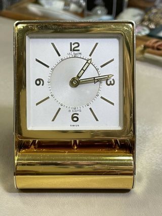 Vintage Lecoultre 8 - Day Folding Travel Desk Alarm Clock