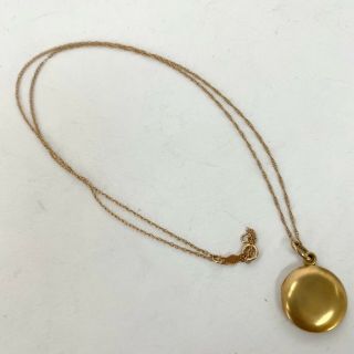 Antique Vintage 14k Yellow Round Gold Locket Pendant Chain Necklace 3.  2gm 18 "