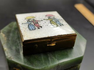 Vintage Pillbox Enamel And Metal