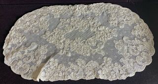 4 Vintage Antique Hand Made Alencon Lace Oval Placemats Ww`124