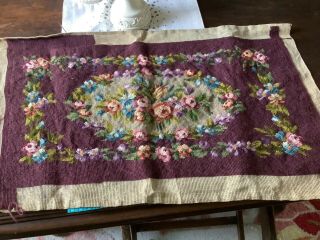 Vintage French Tapestry Needle Work Multi Color 16 1/2x 28in