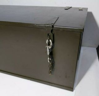 Vintage Industrial Metal Chest Trunk Foot Locker - US Military Army Gun Ammo Box 3