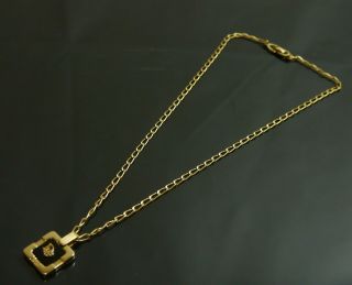 Authentic Christian Dior Necklace Logo Vintage Tag Metallic 8790
