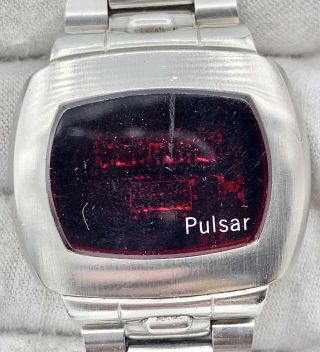 Stunning Vintage Pulsar P4 Executive Red Led Watch On Bracelet