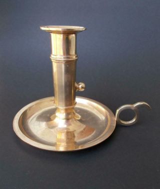 Vintage Solid Brass Push Up Candle Stick Holder Finger Loop 4 1/2 " Tall