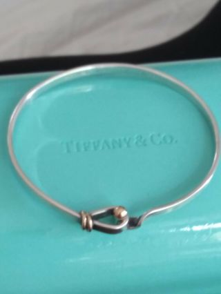 Vtg.  Tiffany& Co.  14 Kt.  Gold& Sterling Silver 925 Gold Ball Hook & Eye Bracelet