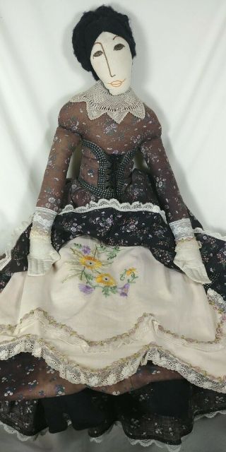 Primitive Doll,  Large Cloth Doll,  Folk Art Handmade Vintage Linens