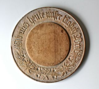 Antique Hand Carved Wooden Bread Board Plate German Daily Bread