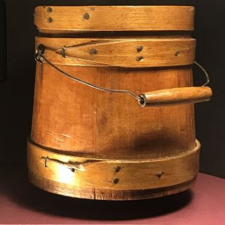 Mid - 19th C American Antique Firkin Staved 6 