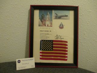 Nasa Sts - 1 Space Shuttle Columbia Flown Flag Award Certificate Young / Crippen