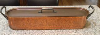 Vintage Copper Fish Poacher With Rack And Lid