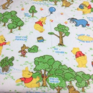 Vintage Winnie The Pooh Baby Blanket Satin Trim 50 " X 36 " Tree Sears Disney