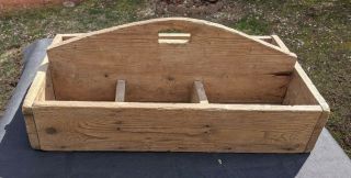 Best Antique Primitive Divided Wood Old Tool Nail Box Tote Carrier AAFA 2
