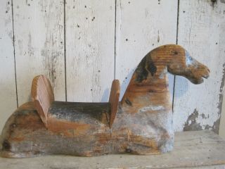 19th Century Folk Art Carved Wood Rocking Horse Top Paint Primitive