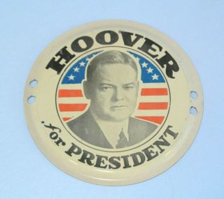 1928 /1932 Herbert Hoover Political Campaign License Plate Topper / Auto Emblem