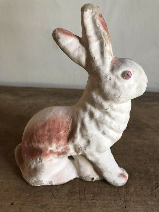 Small Standing Old Vintage Paper Mache Bunny Rabbit Candy Container Aafa 1