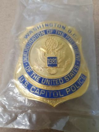 Obsolete 1981 Us Capitol Police Badge Reagan Inauguration United States
