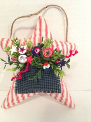 Vtg Button Bouquet/star - Americana - Usa - Patriotic - July 4th - Country - Cottage - Decor