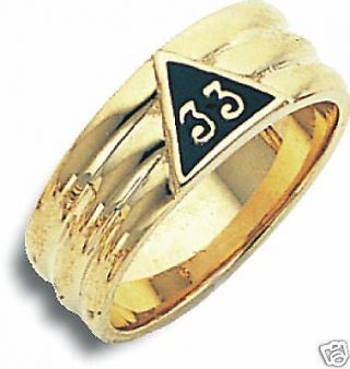 Masonic Scottish Rite 33rd Degree Ring 14k 8.  5mm,  Size 11.  5 With Engraving