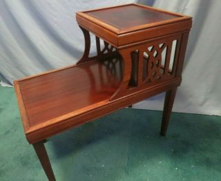 Vintage Mid Century 1960s Cherry Wood 2 Tier End Table 23 " W X 24 " L