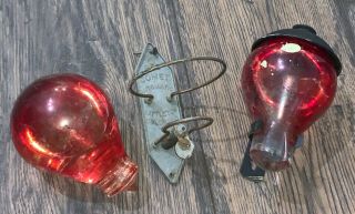 2 Vintage Red Comet Automatic Glass Fire Extinguisher With Wall Bracket
