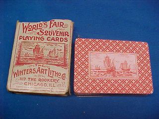1893 Worlds Columbian Exposition Souvenir Playing Card Deck W Uncle Sam Joker