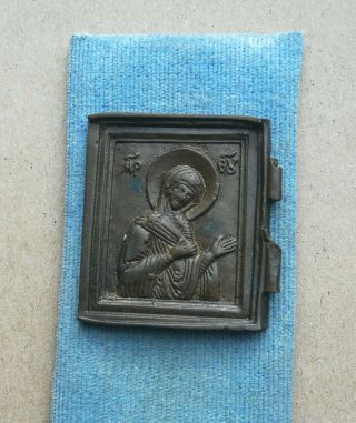 Authentic Medieval Bronze Icon With Mother Mary Very Rare