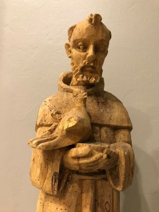 Vintage Carved Wooden Statue Saint Francis