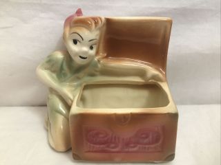 Vintage Peter Pan Disney Ceramic Planter Jewelry Box