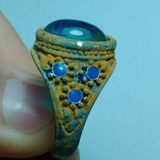 European Finds Ancient Roman Silver Military Ring With Blue Stone