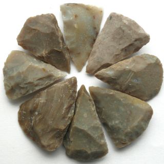 8 Ancient Neolithic Flint Arrowheads