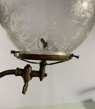 Antique vtg Victorian gas electric combo pendant light fixture SPIDER shades 2