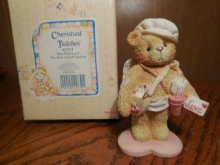 Enesco Cherished Teddies " Sent With Love " Boy Bear Cupid Figurine - Valentines