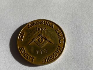 Yokosuka Naval Masonic Lodge 120 Token Freemasons 1952 Japan Faith Hope Charity
