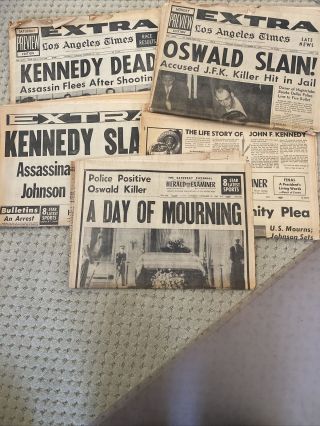 Vintage Newspapers John F.  Kennedy Assassination 11/23 Oswald Dead 11/25