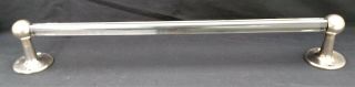 Vintage Clear Glass 18 " X 3/4 " Round Towel Rod Bar With Chrome Smc Brackets B